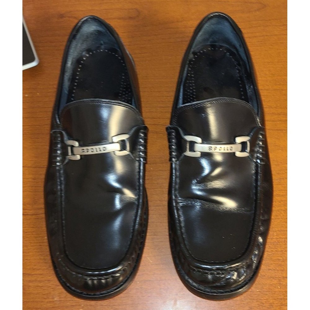 APOLLO WERTVOLLE HANDARBEIT Black Leather Dress Loafers Shoes 8F Horsebit